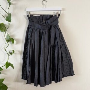 Bottega Veneta Luxury Gray A-Line Embellished Belted Pleated Skirt